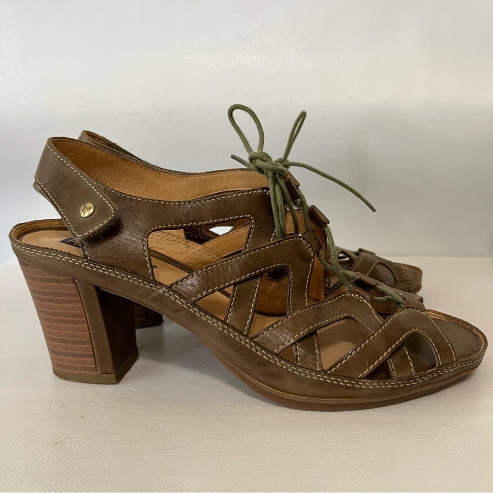 Pikolinos Java Leather Lace Up Heeled Sandals